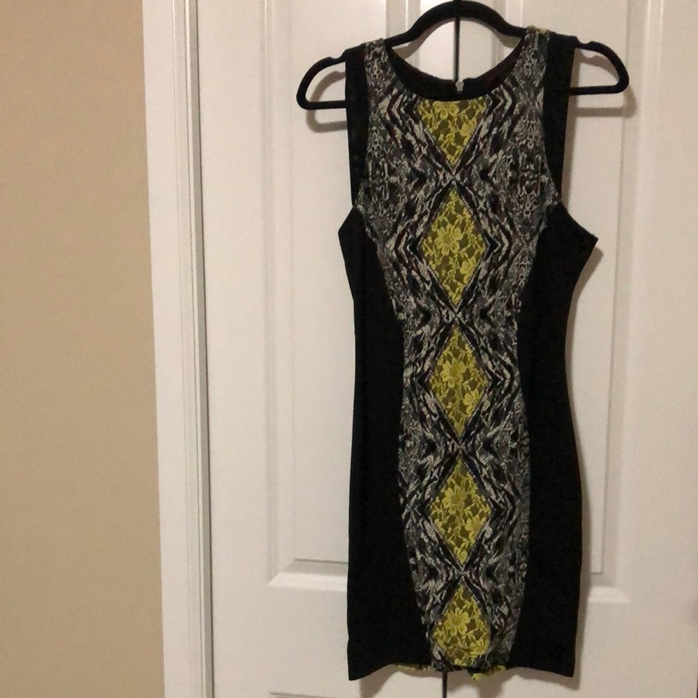 Material Girl Black and Lime Green Bodycon Dress